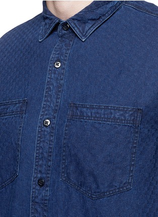 Detail View - Click To Enlarge - DENHAM - Edged' check jacquard denim shirt