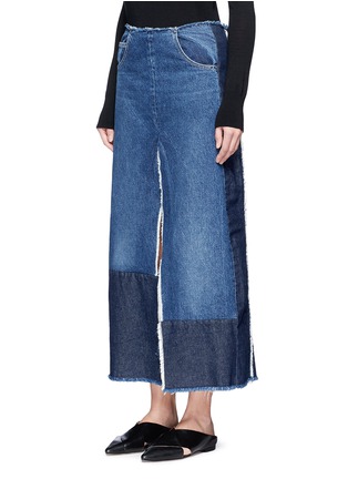 Front View - Click To Enlarge - TOME - Patchwork denim skirt