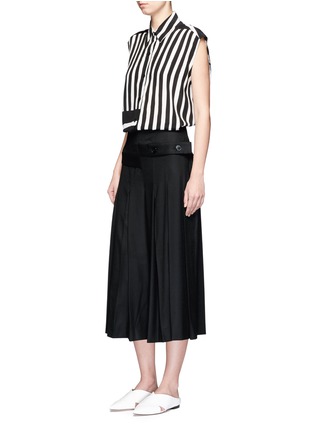 Figure View - Click To Enlarge - TOME - Stripe lace-up back silk chiffon shirt