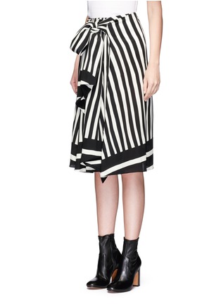 Front View - Click To Enlarge - TOME - Stripe sash waist silk chiffon skirt