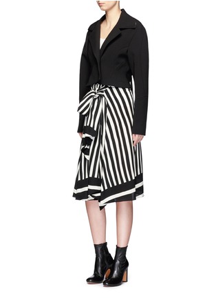 Figure View - Click To Enlarge - TOME - Stripe sash waist silk chiffon skirt