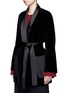 Front View - Click To Enlarge - ROSETTA GETTY - Satin lapel velvet trapeze jacket