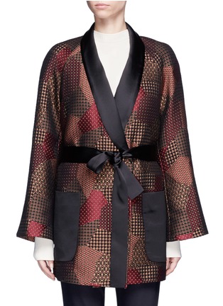 Main View - Click To Enlarge - ROSETTA GETTY - Patchwork jacquard belted trapeze jacket