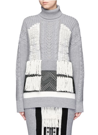 Main View - Click To Enlarge - MAME - Oversized tassel front cable knit turtleneck sweater