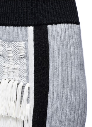 Detail View - Click To Enlarge - MAME - Tassel jacquard panel rib knit midi skirt