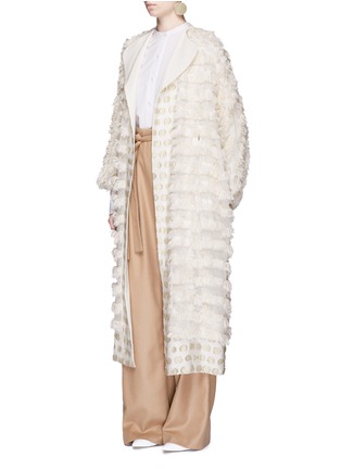 Figure View - Click To Enlarge - MAME - Fringe fil coupé wool blend coat
