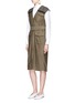 Figure View - Click To Enlarge - MAME - Ribbon woven shoulder belted twill dress