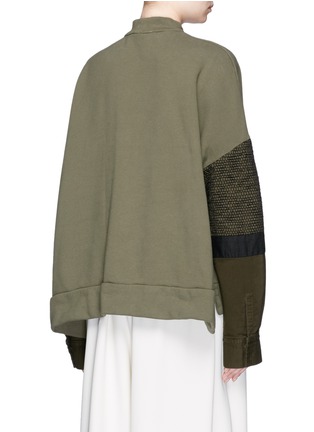 Back View - Click To Enlarge - MAME - Ribbon woven sleeve French terry sweatshirt