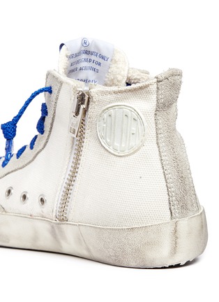 Detail View - Click To Enlarge - BONPOINT - x Golden Goose 'Tennis' suede trim canvas kids sneakers