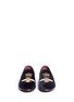 Front View - Click To Enlarge - - - Crown and bee embroidered velvet slip-ons