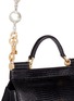 Detail View - Click To Enlarge - - - 'Miss Sicily' mini lizard embossed leather pearl chain satchel
