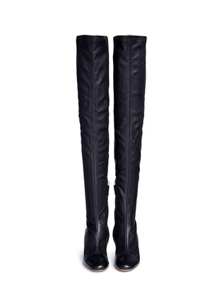 Front View - Click To Enlarge - NICHOLAS KIRKWOOD - Faux pearl stretch leather thigh high boots