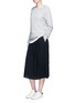 Figure View - Click To Enlarge - JAMES PERSE - Puckered drawstring cotton gauze skirt