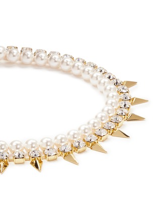 Detail View - Click To Enlarge - JOOMI LIM - Spike crystal pearl double strand necklace
