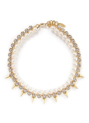 Main View - Click To Enlarge - JOOMI LIM - Spike crystal pearl double strand necklace