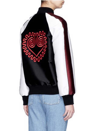 Back View - Click To Enlarge - STELLA MCCARTNEY - Swirl heart embroidery duchesse satin bomber jacket