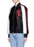 Front View - Click To Enlarge - STELLA MCCARTNEY - Swirl heart embroidery duchesse satin bomber jacket