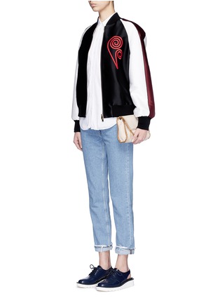 Figure View - Click To Enlarge - STELLA MCCARTNEY - Swirl heart embroidery duchesse satin bomber jacket