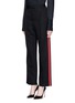Front View - Click To Enlarge - ALEXANDER MCQUEEN - Ribbon trim raw edge wool-silk pants