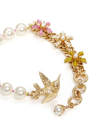 Detail View - Click To Enlarge - MIRIAM HASKELL - Bird clasp beaded floral glass pearl bracelet