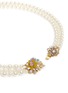 Detail View - Click To Enlarge - MIRIAM HASKELL - Crystal floral clasp three strand glass pearl necklace
