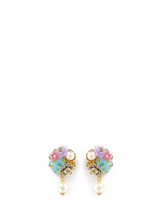 Main View - Click To Enlarge - MIRIAM HASKELL - Crystal glass pearl beaded bouquet drop earrings