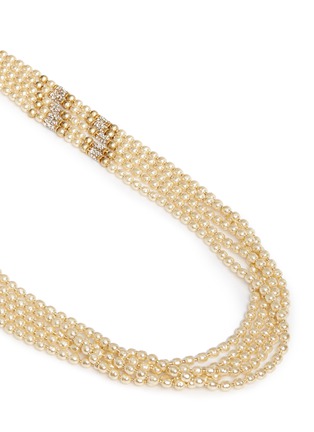 Detail View - Click To Enlarge - MIRIAM HASKELL - Swarovski crystal Baroque pearl multi strand necklace