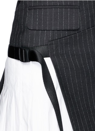 Detail View - Click To Enlarge - DKNY - Asymmetric pleat buckle belt pinstripe wrap skirt