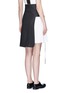 Back View - Click To Enlarge - DKNY - Asymmetric pleat buckle belt pinstripe wrap skirt