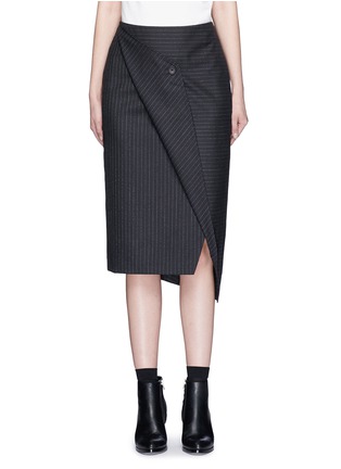 Main View - Click To Enlarge - DKNY - Asymmetric fold wrap pinstripe pencil skirt
