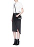 Figure View - Click To Enlarge - DKNY - Asymmetric fold wrap pinstripe pencil skirt