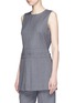 Front View - Click To Enlarge - DKNY - Asymmetric pleat overlay pinstripe sleeveless top