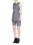 Figure View - Click To Enlarge - DKNY - Asymmetric pleat overlay pinstripe sleeveless top