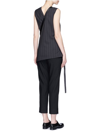 Back View - Click To Enlarge - DKNY - Buckle wrapover apron sleeveless pinstripe top