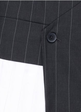 Detail View - Click To Enlarge - DKNY - Asymmetric pleat underlay fold wrap pinstripe dress