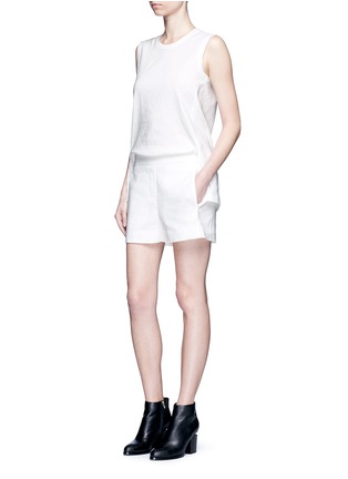 Figure View - Click To Enlarge - DKNY - Button back elastic waist linen rompers