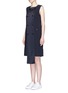 Front View - Click To Enlarge - DKNY - Button front panel pinstripe shift dress
