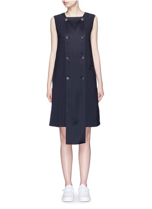 Main View - Click To Enlarge - DKNY - Button front panel pinstripe shift dress