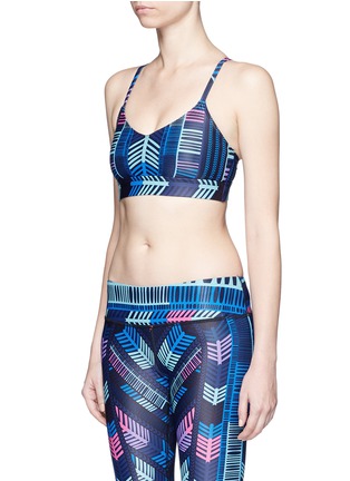 Front View - Click To Enlarge - MARA HOFFMAN ATH - 'Voyager' leaf print crisscross back sports bra