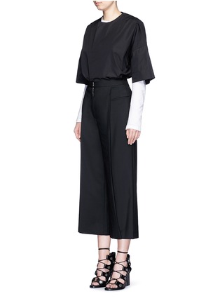 Figure View - Click To Enlarge - ALEXANDER WANG - Cropped wide leg wool-mohair pants
