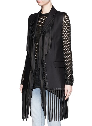 Front View - Click To Enlarge - ALEXANDER WANG - Leather fringe cotton vest