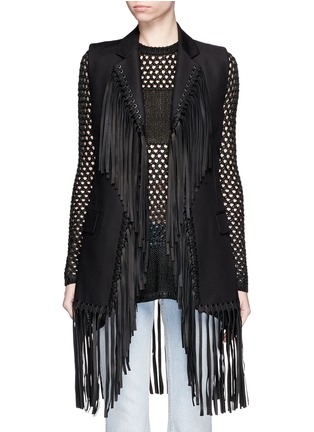 Main View - Click To Enlarge - ALEXANDER WANG - Leather fringe cotton vest