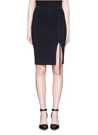 Main View - Click To Enlarge - ALEXANDER WANG - Asymmetric lace-up knit skirt