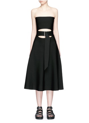 Main View - Click To Enlarge - ALEXANDER WANG - Belted cutout strapless knit dress