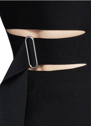 Detail View - Click To Enlarge - ALEXANDER WANG - Ponte knit belt cutout peplum top