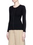 Front View - Click To Enlarge - ALEXANDER WANG - Flightsuit lacing engineered rib knit sweater