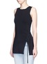 Front View - Click To Enlarge - ALEXANDER WANG - Asymmetric lace-up knit top