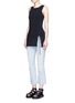 Figure View - Click To Enlarge - ALEXANDER WANG - Asymmetric lace-up knit top