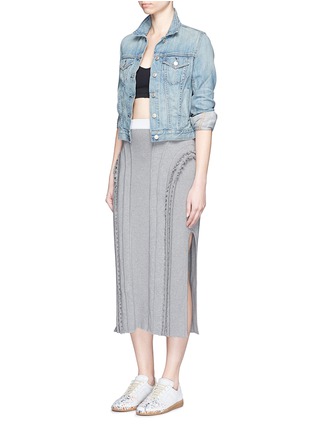 Figure View - Click To Enlarge - ALEXANDER WANG - Frilled trim panelled knit skirt