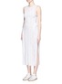 Front View - Click To Enlarge - ALEXANDER WANG - Frilled trim panelled jersey henley tank dress